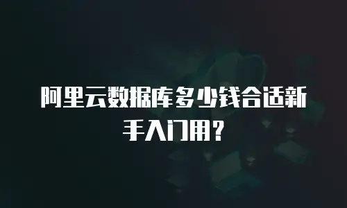 阿里云数据库多少钱合适新手入门用？