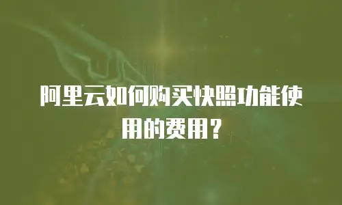 阿里云如何购买快照功能使用的费用？