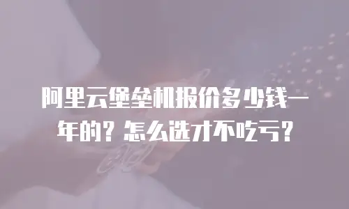 阿里云堡垒机报价多少钱一年的？怎么选才不吃亏？