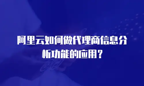 阿里云如何做代理商信息分析功能的应用？