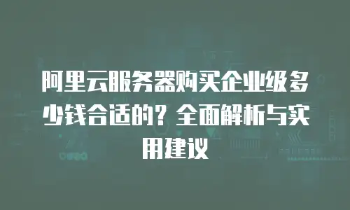 阿里云服务器购买企业级多少钱合适的？全面解析与实用建议