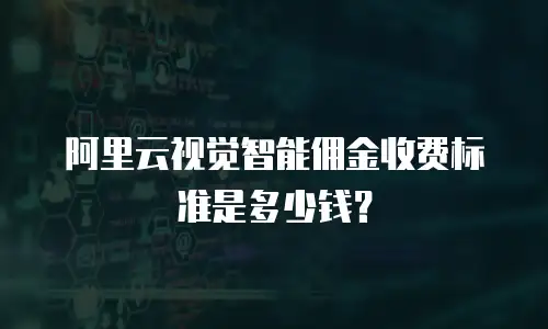 阿里云视觉智能佣金收费标准是多少钱？