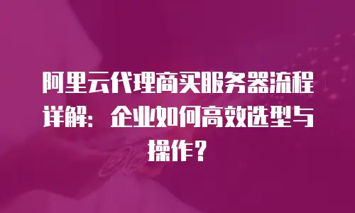 阿里云代理商买服务器流程详解：企业如何高效选型与操作？
