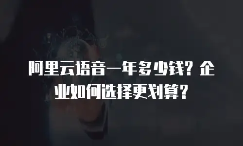 阿里云语音一年多少钱？企业如何选择更划算？