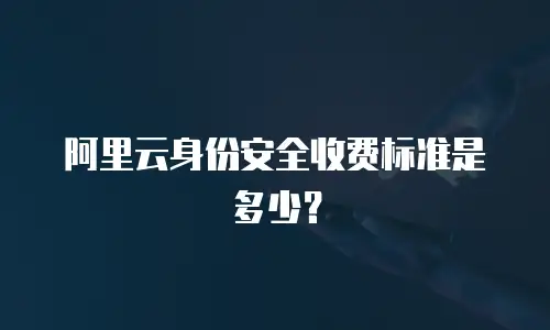 阿里云身份安全收费标准是多少？