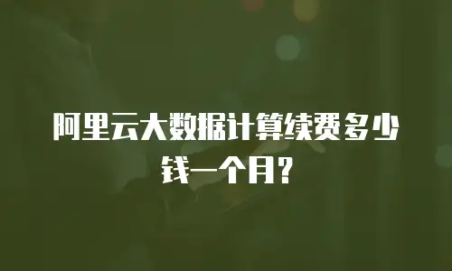 阿里云大数据计算续费多少钱一个月？
