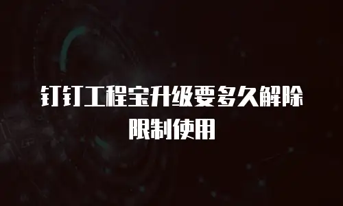 钉钉工程宝升级要多久解除限制使用