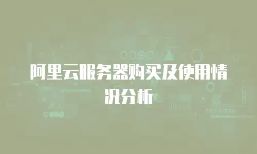 阿里云服务器购买及使用情况分析