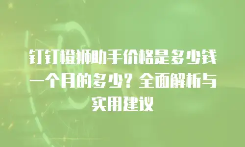 钉钉橙狮助手价格是多少钱一个月的多少？全面解析与实用建议