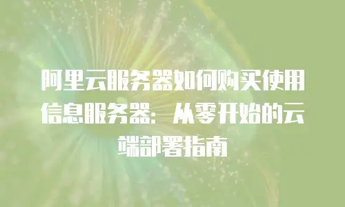 阿里云服务器如何购买使用信息服务器：从零开始的云端部署指南