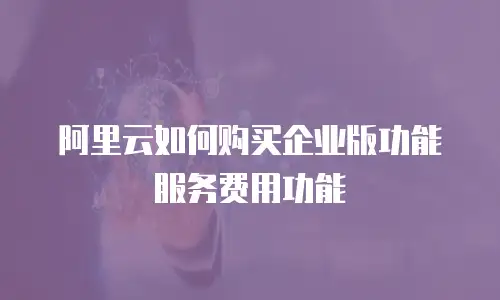 阿里云如何购买企业版功能服务费用功能
