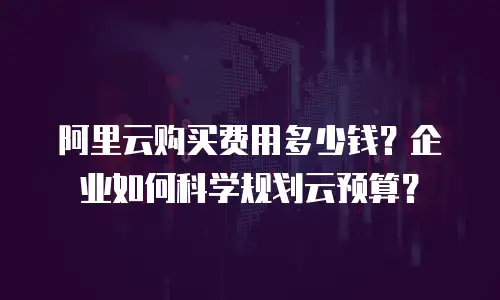 阿里云购买费用多少钱？企业如何科学规划云预算？