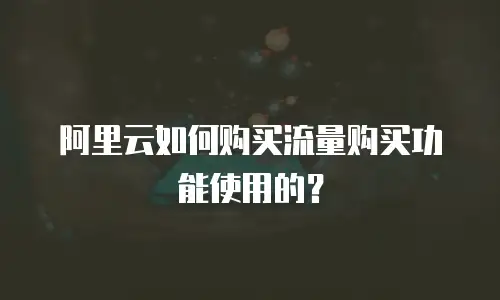 阿里云如何购买流量购买功能使用的？
