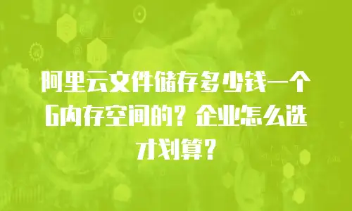 阿里云文件储存多少钱一个G内存空间的？企业怎么选才划算？