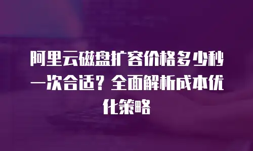 阿里云磁盘扩容价格多少秒一次合适？全面解析成本优化策略