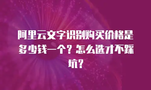 阿里云文字识别购买价格是多少钱一个？怎么选才不踩坑？
