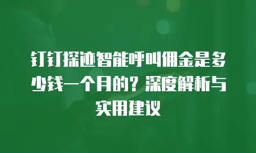 钉钉探迹智能呼叫佣金是多少钱一个月的？深度解析与实用建议