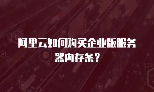 阿里云如何购买企业版服务器内存条？
