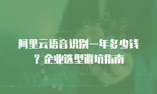 阿里云语音识别一年多少钱？企业选型避坑指南