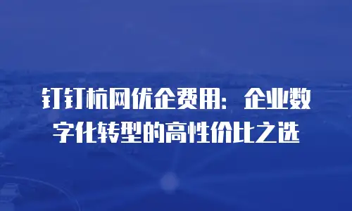 钉钉杭网优企费用：企业数字化转型的高性价比之选