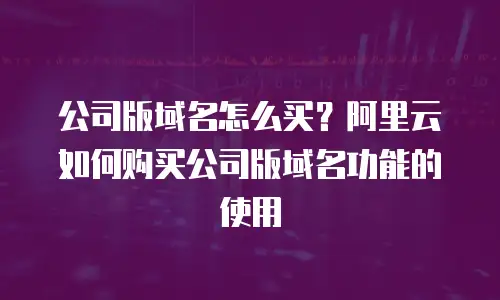 公司版域名怎么买？阿里云如何购买公司版域名功能的使用