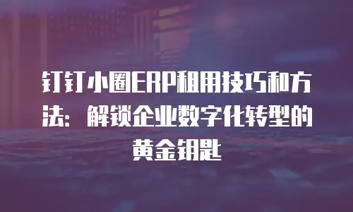钉钉小圈ERP租用技巧和方法：解锁企业数字化转型的黄金钥匙