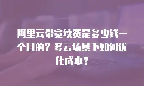 阿里云带宽续费是多少钱一个月的？多云场景下如何优化成本？
