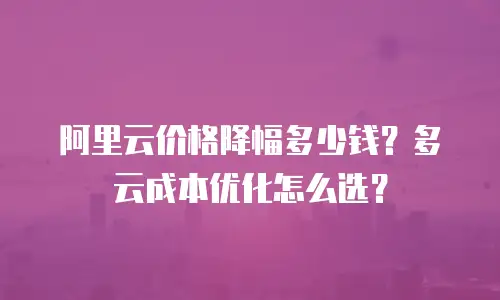 阿里云价格降幅多少钱？多云成本优化怎么选？