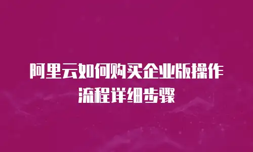 阿里云如何购买企业版操作流程详细步骤