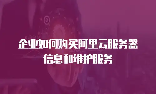 企业如何购买阿里云服务器信息和维护服务