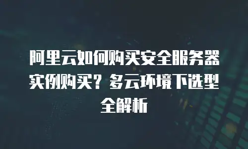 阿里云如何购买安全服务器实例购买？多云环境下选型全解析
