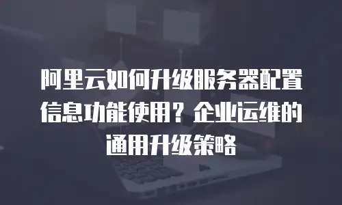 阿里云如何升级服务器配置信息功能使用？企业运维的通用升级策略