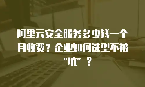 阿里云安全服务多少钱一个月收费？企业如何选型不被“坑”？