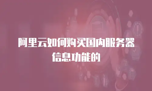 阿里云如何购买国内服务器信息功能的