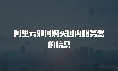阿里云如何购买国内服务器的信息