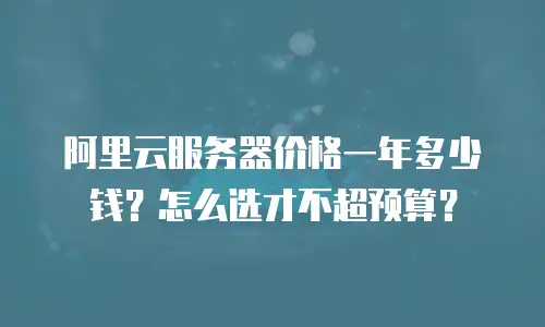 阿里云服务器价格一年多少钱？怎么选才不超预算？
