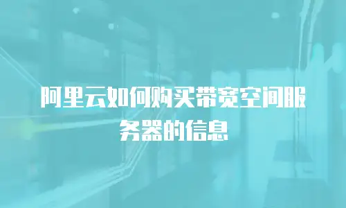 阿里云如何购买带宽空间服务器的信息