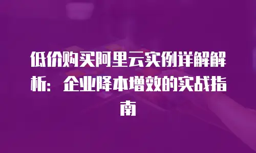 低价购买阿里云实例详解解析：企业降本增效的实战指南