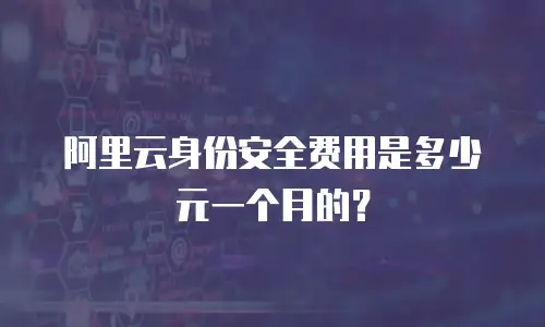 阿里云身份安全费用是多少元一个月的？