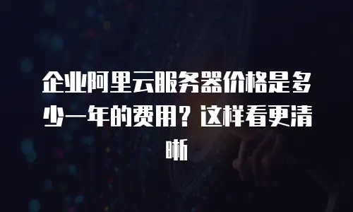 企业阿里云服务器价格是多少一年的费用？这样看更清晰