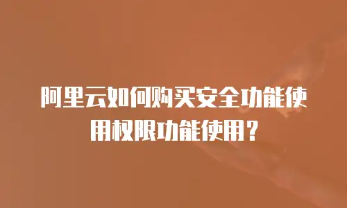 阿里云如何购买安全功能使用权限功能使用？