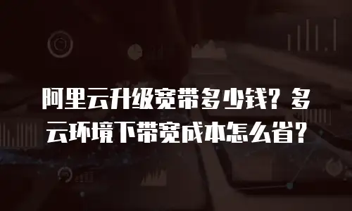 阿里云升级宽带多少钱？多云环境下带宽成本怎么省？