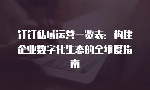 钉钉私域运营一览表：构建企业数字化生态的全维度指南