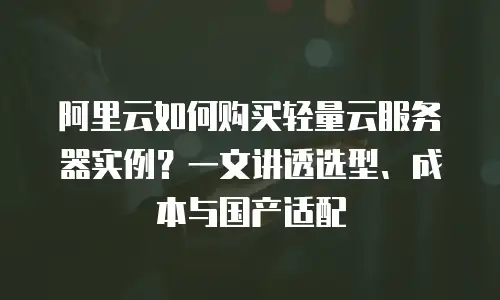 阿里云如何购买轻量云服务器实例？一文讲透选型、成本与国产适配