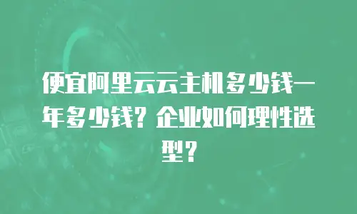 便宜阿里云云主机多少钱一年多少钱？企业如何理性选型？