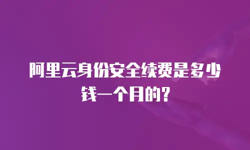 阿里云身份安全续费是多少钱一个月的？