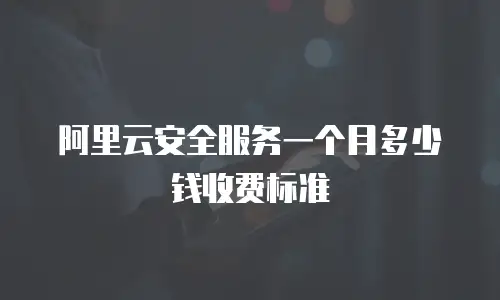 阿里云安全服务一个月多少钱收费标准