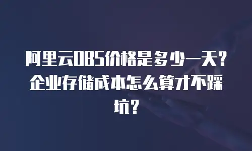 阿里云OBS价格是多少一天？企业存储成本怎么算才不踩坑？