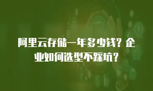 阿里云存储一年多少钱？企业如何选型不踩坑？