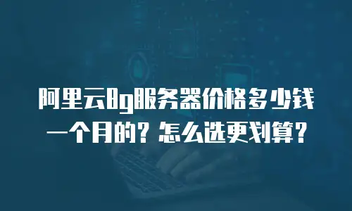 阿里云8g服务器价格多少钱一个月的？怎么选更划算？